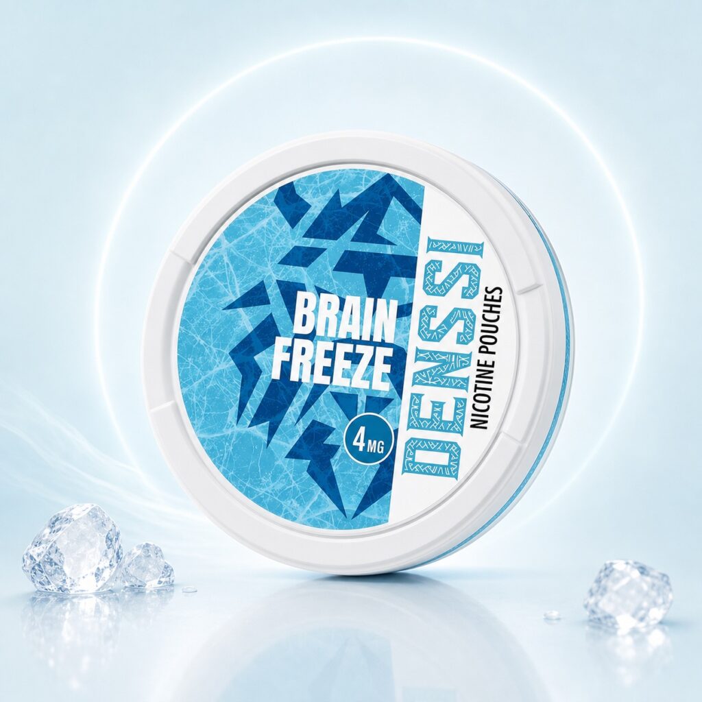 Denssi Brain Freeze 4mg Nicotine Pouches — 4mg nicotine per pouch, slim format, 20 pouches