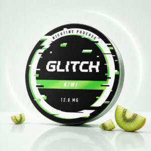Glitch Kiwi 12.8mg Nicotine Pouches — 12.8mg nicotine per pouch, slim format, 20 pouches