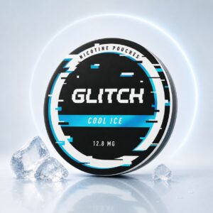 Glitch Cool Ice 12.8mg Nicotine Pouches — 12.8mg nicotine per pouch, slim format, 20 pouches