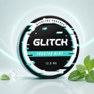 Glitch Frosted Mint 12.8mg Nicotine Pouches — 12.8mg nicotine per pouch, slim format, 20 pouches