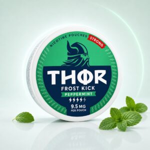 Thor Frost Kick 9.5mg Nicotine Pouches — 9.5mg nicotine per pouch, slim format, 20 pouches