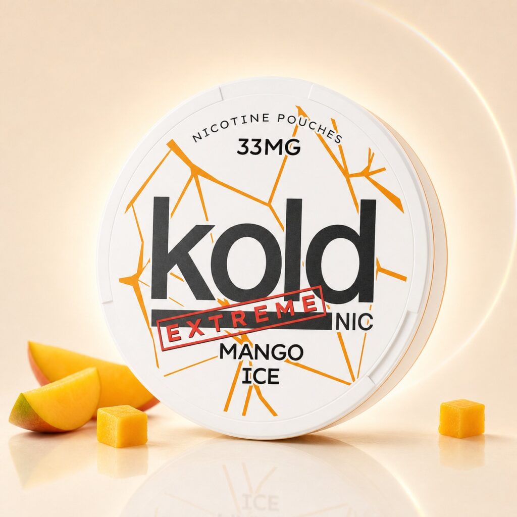 koldnic Mango Ice 33mg Nicotine Pouches — 33mg nicotine per pouch, slim format, 20 pouches