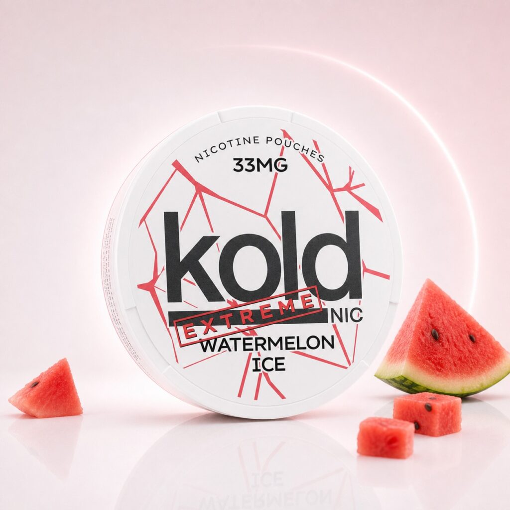 koldnic Watermelon Ice 33mg Nicotine Pouches — 33mg nicotine per pouch, slim format, 20 pouches