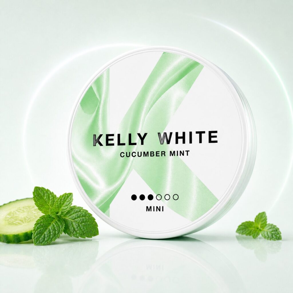 Kelly White Cucumber Mint Mini 5mg — 5mg nicotine per pouch, mini format, 20 pouches