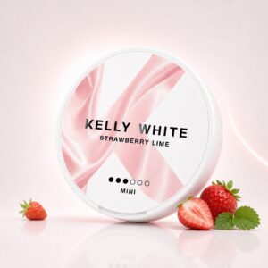 Kelly White Strawberry Lime 5mg Nicotine Pouches — 5mg nicotine per pouch, mini format, 20 pouches