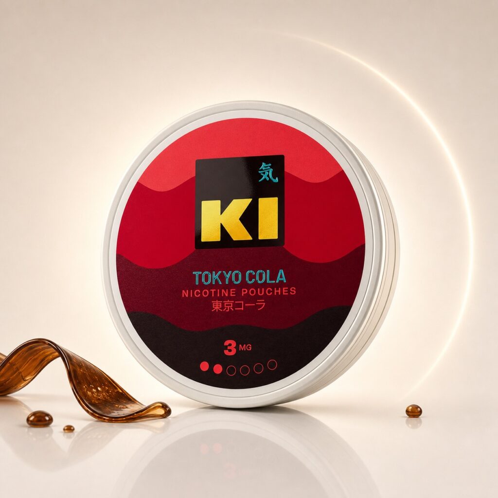 Ki Tokyo Cola 3mg Nicotine Pouches — 3mg nicotine per pouch, slim format, 18 pouches