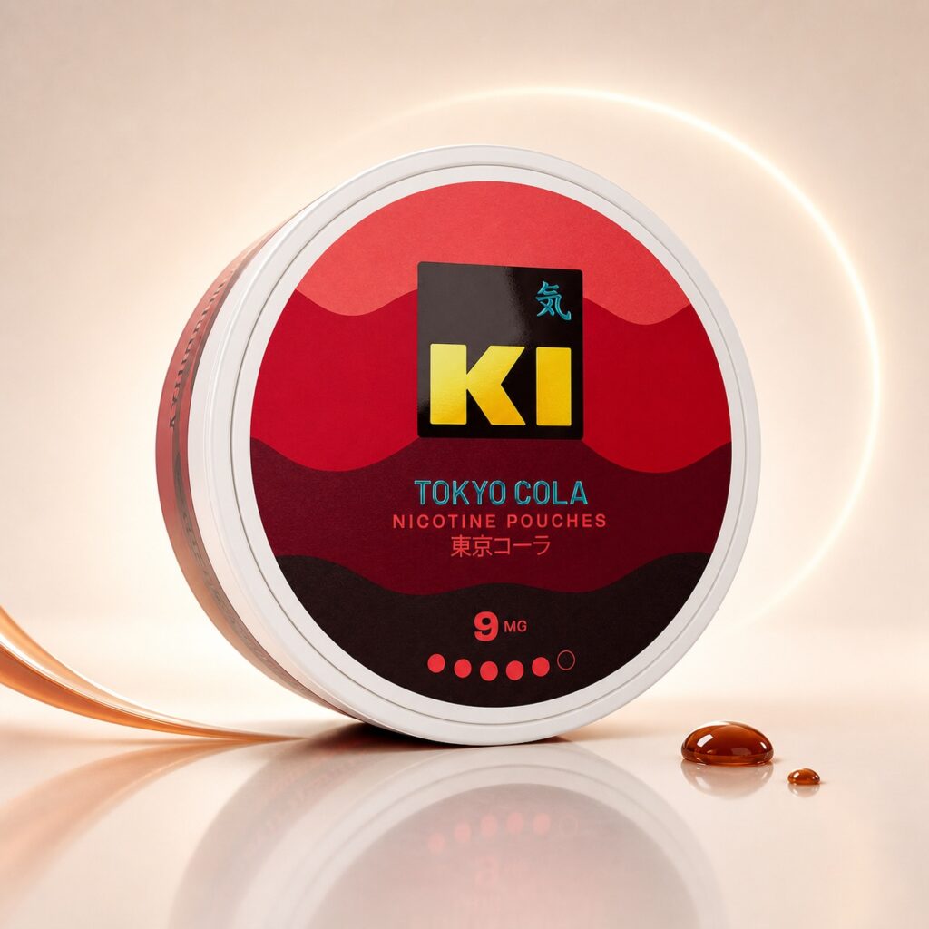 Ki Tokyo Cola 9mg Nicotine Pouches — 9mg nicotine per pouch, slim format, 18 pouches