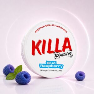 KILLA Blue Raspberry 13.2mg Nicotine Pouches — 13.2mg nicotine per pouch, slim format, 20 pouches