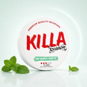 KILLA Green Mint 13.2mg Nicotine Pouches — 13.2mg nicotine per pouch, slim format, 20 pouches
