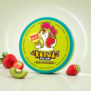 Kurwa Kiwi Strawberry 36mg Nicotine Pouches — 36mg nicotine per pouch, slim format, 20 pouches