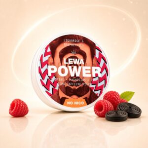 Lewa Liquorice & Raspberries 50mg caffeine pouch tin