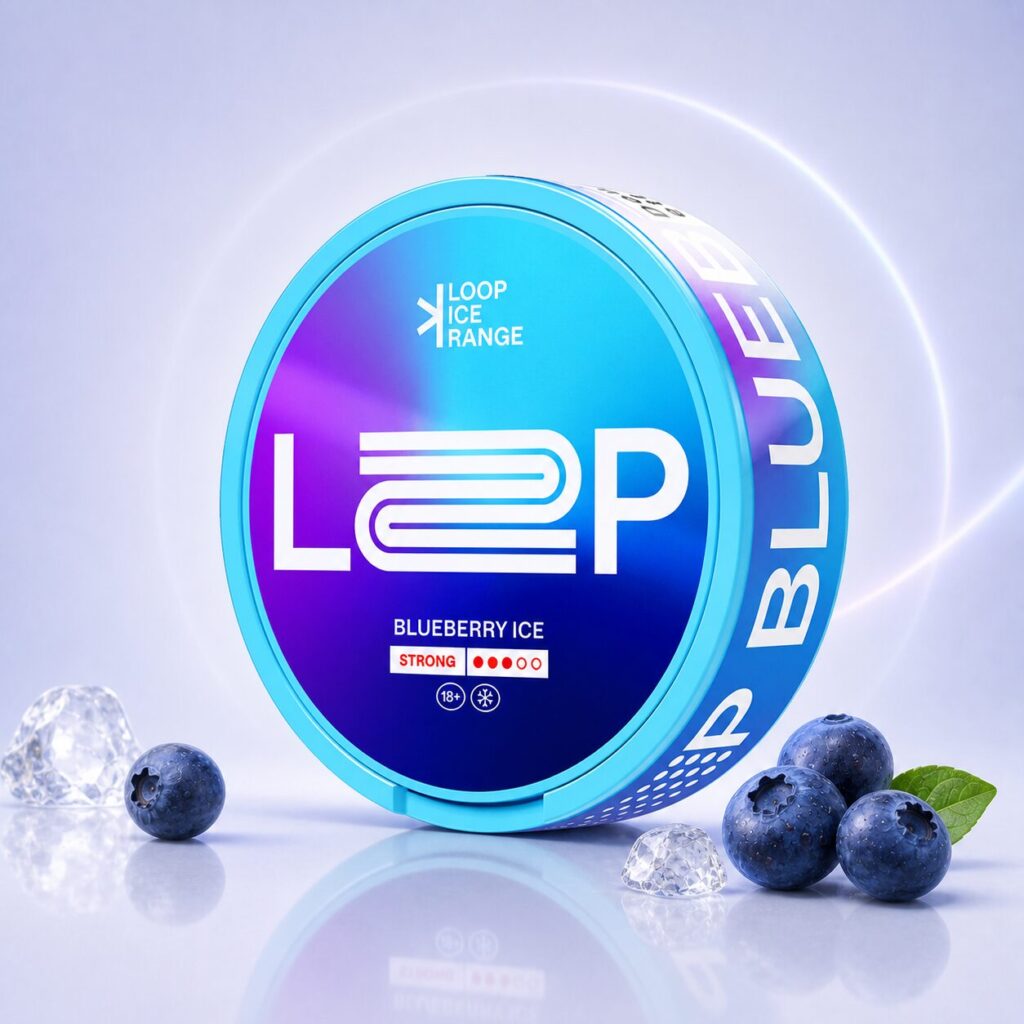 Loop Blueberry Ice Strong — 8.9mg nicotine per pouch, slim format, 20 pouches