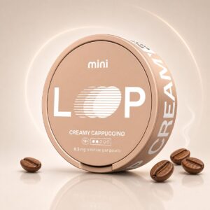 Loop Creamy Cappuccino Mini — 6.3mg nicotine per pouch, mini format, 20 pouches