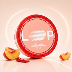 Loop Hot Peach 15.6mg Nicotine Pouches — 15.6mg nicotine per pouch, slim format, 20 pouches