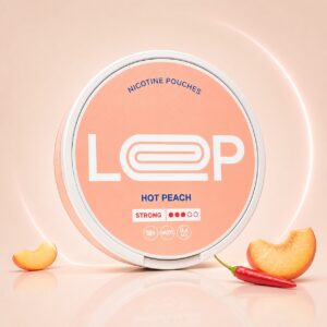 Loop Hot Peach 9.4mg Nicotine Pouches — 9.4mg nicotine per pouch, slim format, 20 pouches
