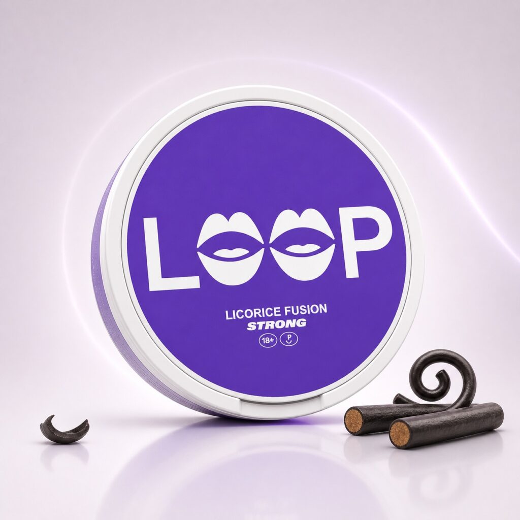 Loop Licorice Fusion 9.4mg Nicotine Pouches — 9.4mg nicotine per pouch, slim format, 22 pouches