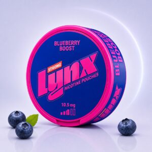 Lynx Blueberry Boost 10.5mg Nicotine Pouches — 10.5mg nicotine per pouch, slim format, 20 pouches