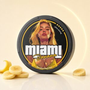 Miami Banana 20.1mg Nicotine Pouches — 20.1mg nicotine per pouch, slim format, 20 pouches