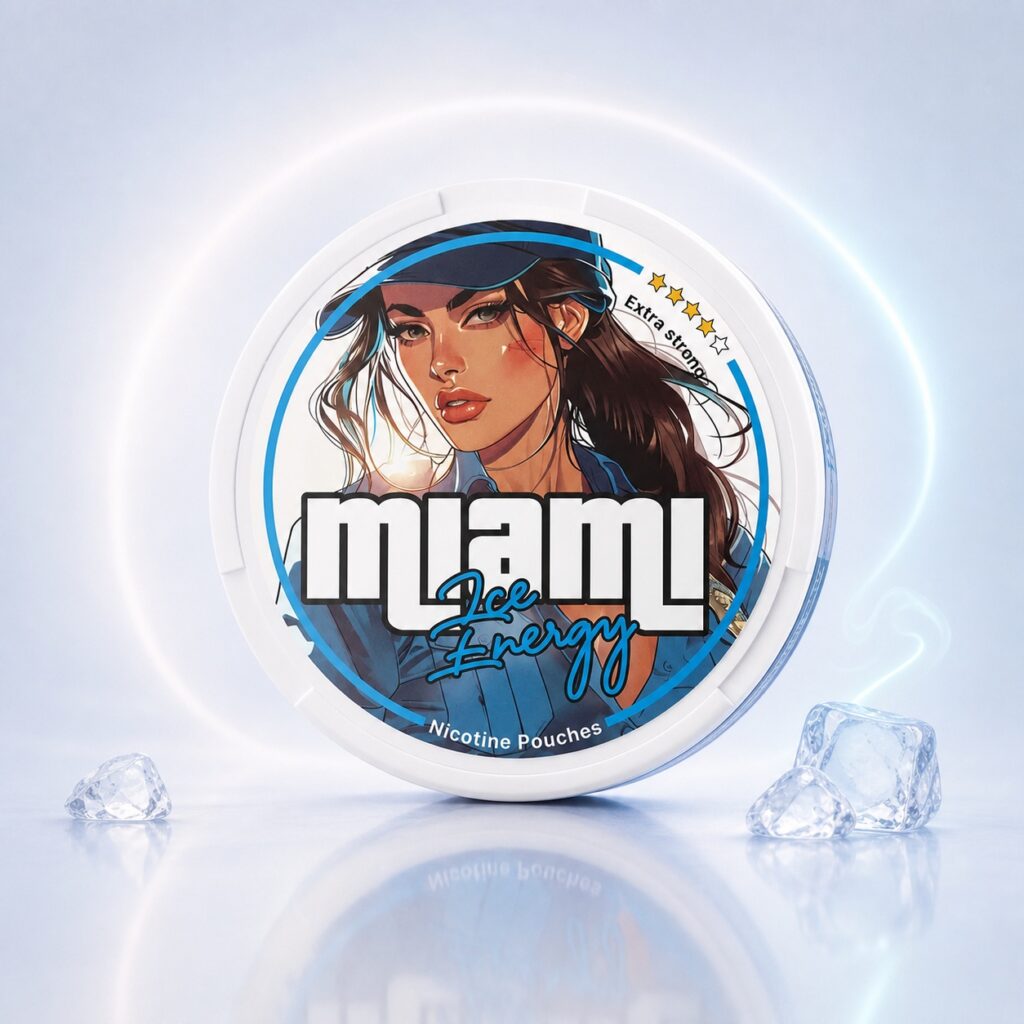 Miami Ice Energy 11.5mg Nicotine Pouches — 11.5mg nicotine per pouch, slim format, 20 pouches
