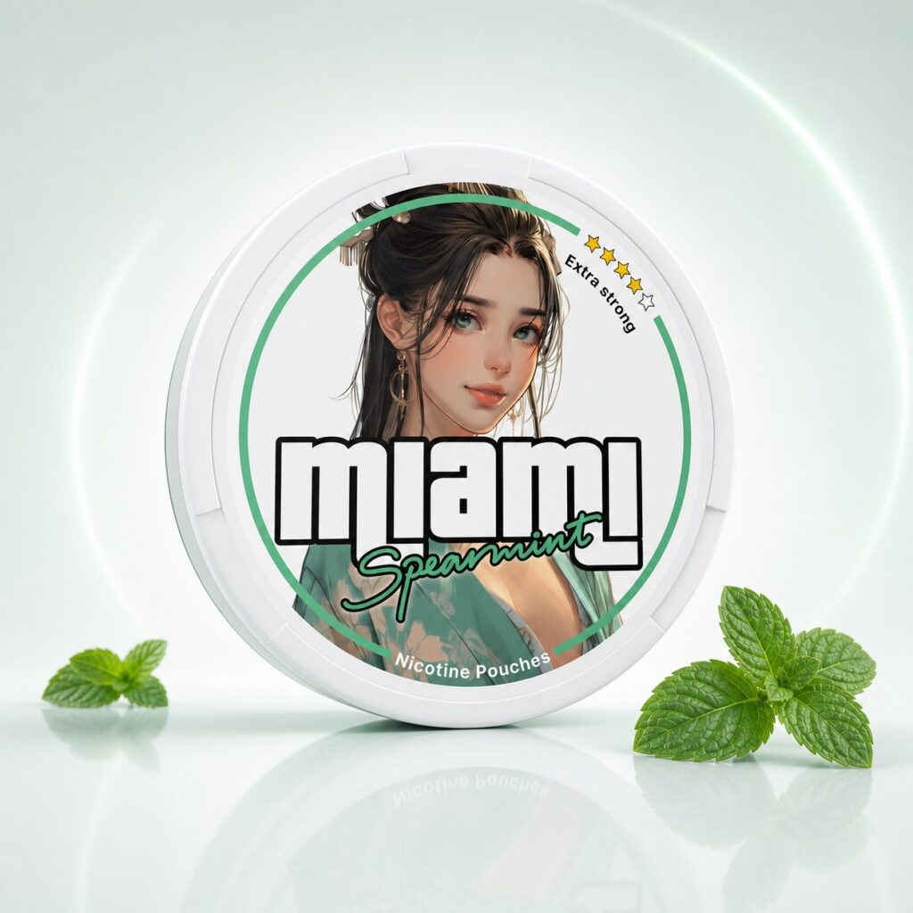 Miami Spearmint 11.5mg Nicotine Pouches — 11.5mg nicotine per pouch, slim format, 20 pouches