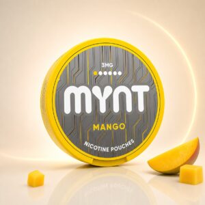 MYNT Mango 3mg Nicotine Pouches — 3mg nicotine per pouch, slim format, 20 pouches