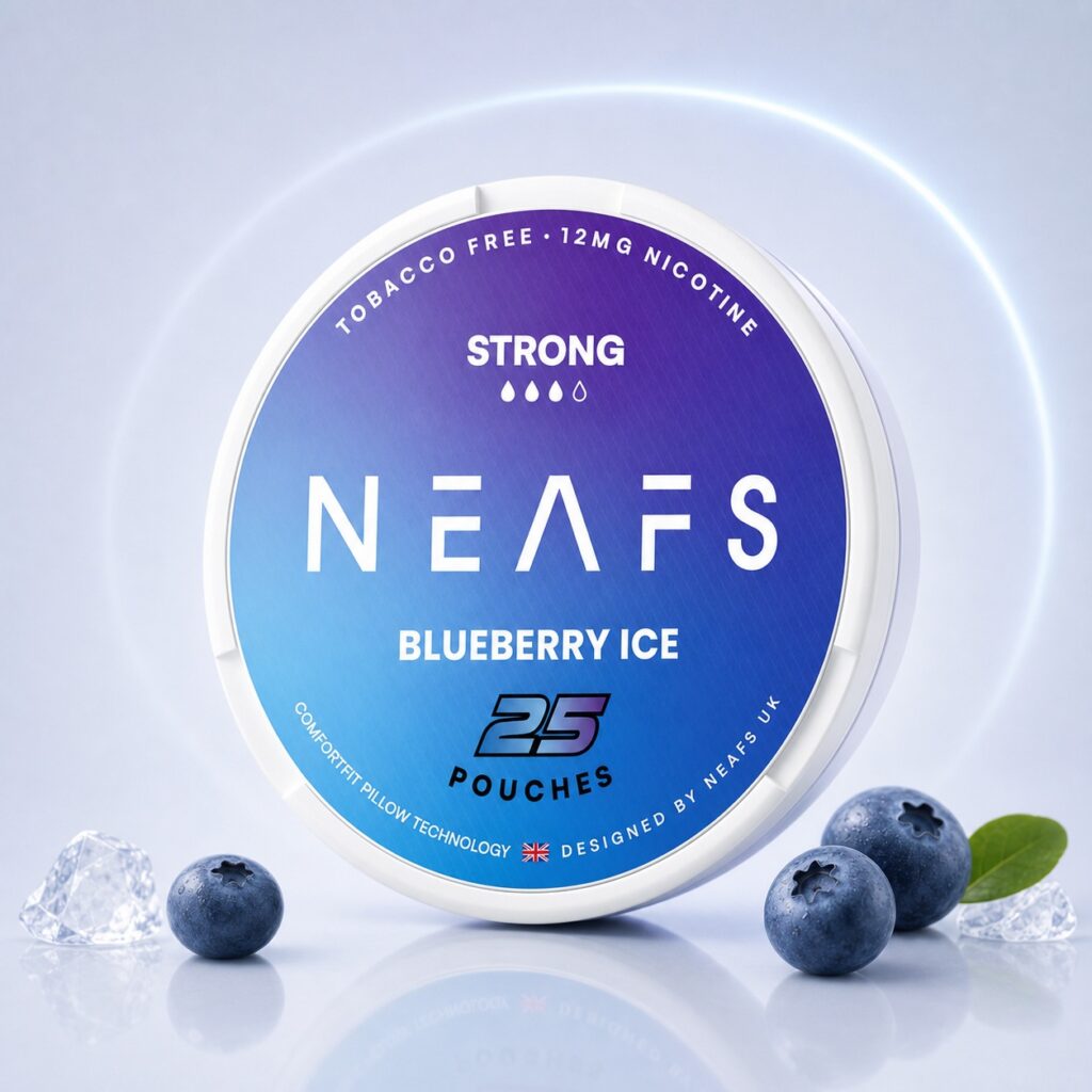 Neafs Blueberry Ice 12mg Nicotine Pouches — 12mg nicotine per pouch, slim format, 25 pouches