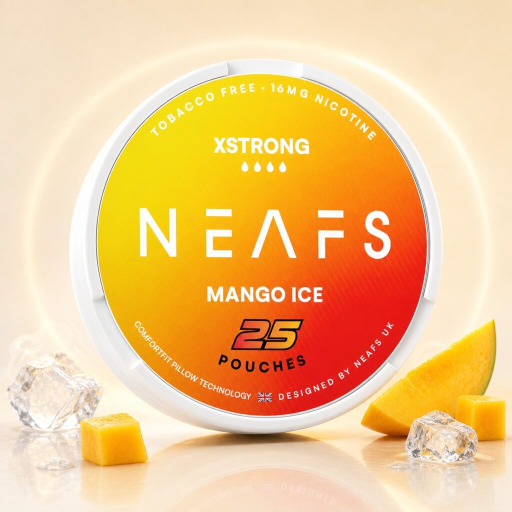 Neafs Mango Ice 16mg Nicotine Pouches — 16mg nicotine per pouch, slim format, 25 pouches