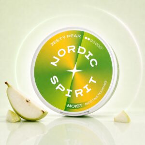 Nordic Spirit Zesty Pear 9mg Nicotine Pouches — 9mg nicotine per pouch, slim format, 20 pouches