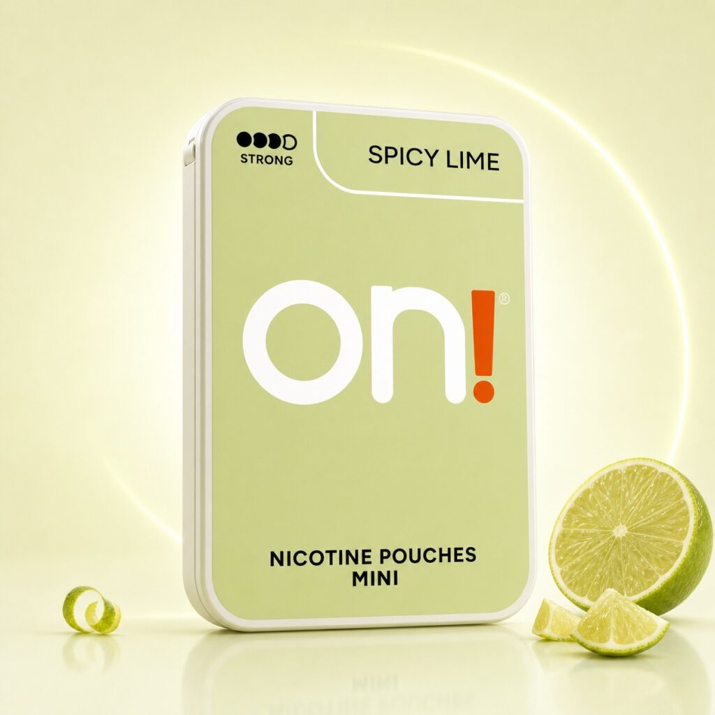 On! Spicy Lime 6mg Nicotine Pouches — 6mg nicotine per pouch, mini format, 20 pouches