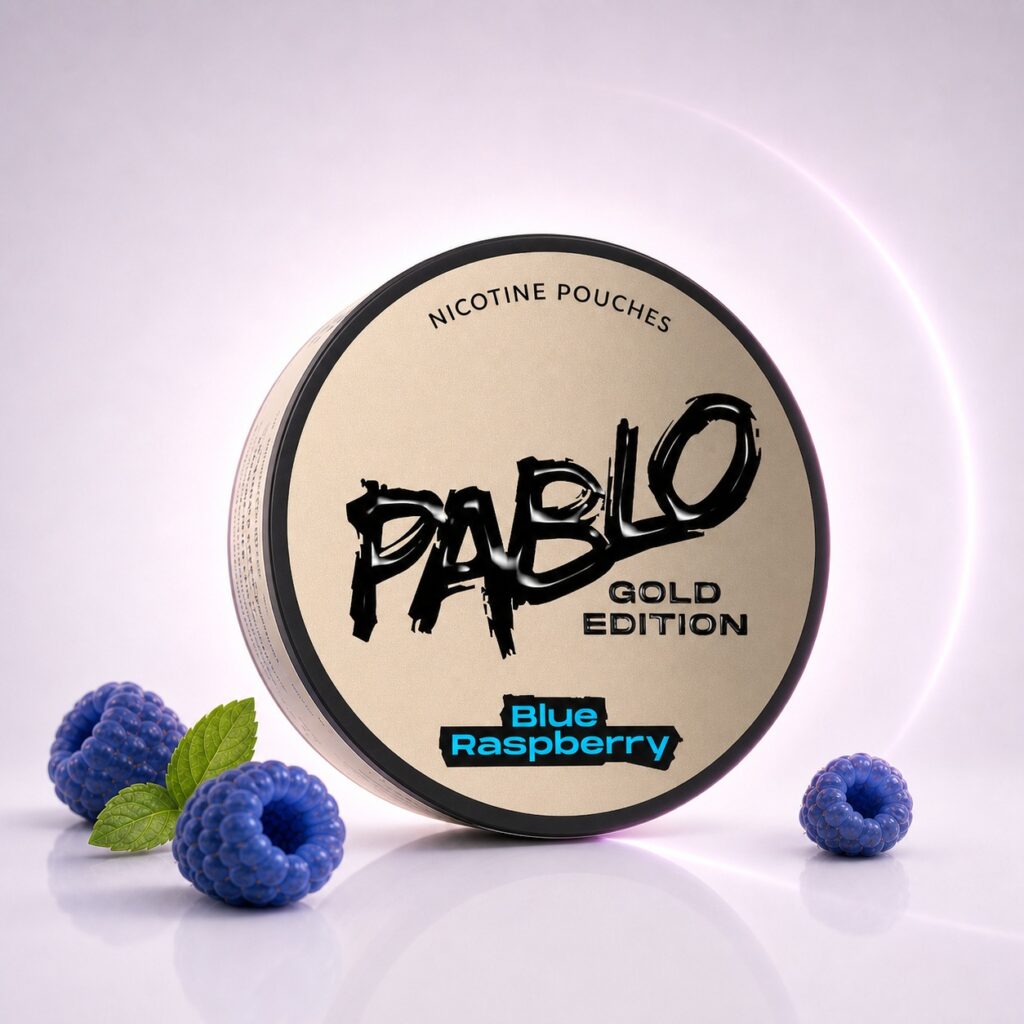 Pablo Blue Raspberry 17mg Nicotine Pouches — 17mg nicotine per pouch, slim format, 20 pouches
