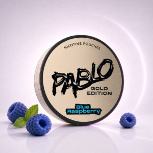 Pablo Blue Raspberry 17mg Nicotine Pouches — 17mg nicotine per pouch, slim format, 20 pouches