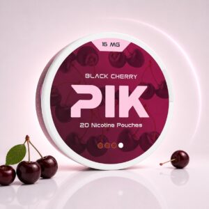 PIK Black Cherry 16mg Nicotine Pouches — 16mg nicotine per pouch, slim format, 20 pouches