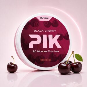 PIK Black Cherry 20mg Nicotine Pouches — 20mg nicotine per pouch, slim format, 20 pouches