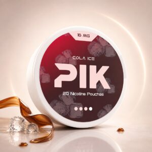 PIK Cola Ice 16mg Nicotine Pouches — 16mg nicotine per pouch, slim format, 20 pouches