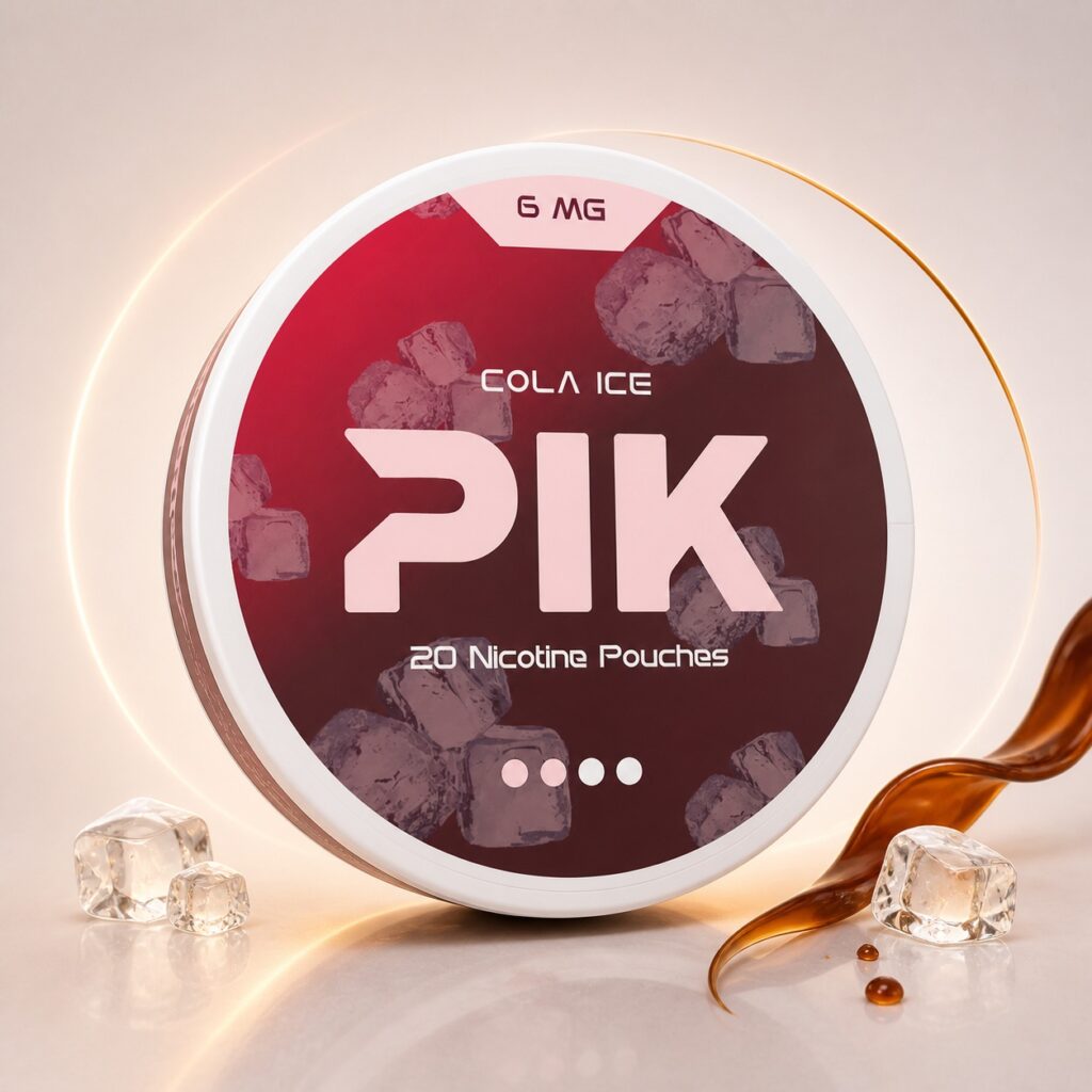 PIK Cola Ice 6mg Nicotine Pouches — 6mg nicotine per pouch, slim format, 20 pouches