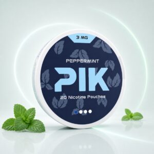 PIK Peppermint 3mg Nicotine Pouches — 3mg nicotine per pouch, slim format, 20 pouches