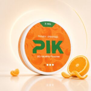 PIK Tangy Orange 3mg Nicotine Pouches — 3mg nicotine per pouch, slim format, 20 pouches