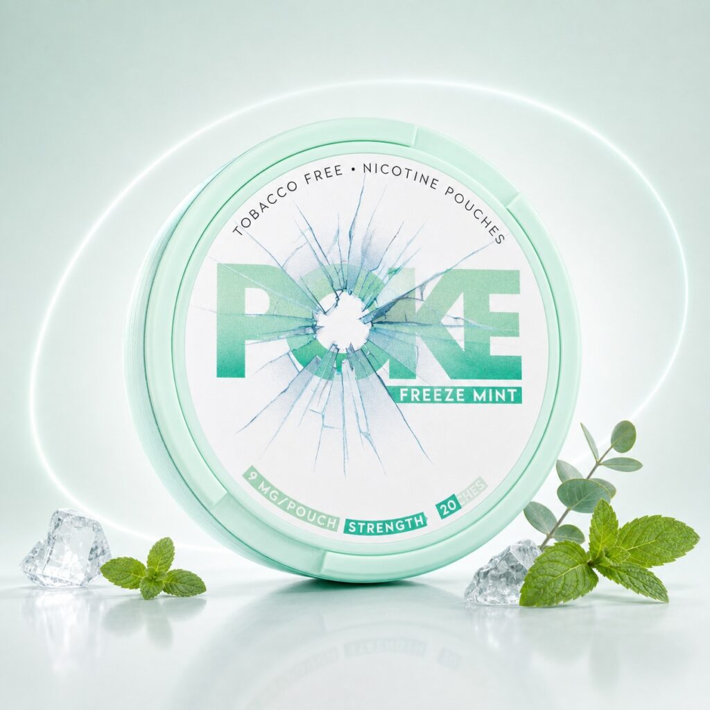 Poke Freeze Mint 9mg Nicotine Pouches — 9mg nicotine per pouch, slim format, 20 pouches