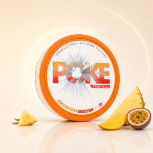 Poke Tropical 12mg Nicotine Pouches — 12mg nicotine per pouch, slim format, 20 pouches