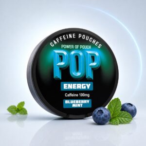 POP Blueberry Mint 100mg Nicotine Pouches — 100mg nicotine per pouch, slim format, 21 pouches