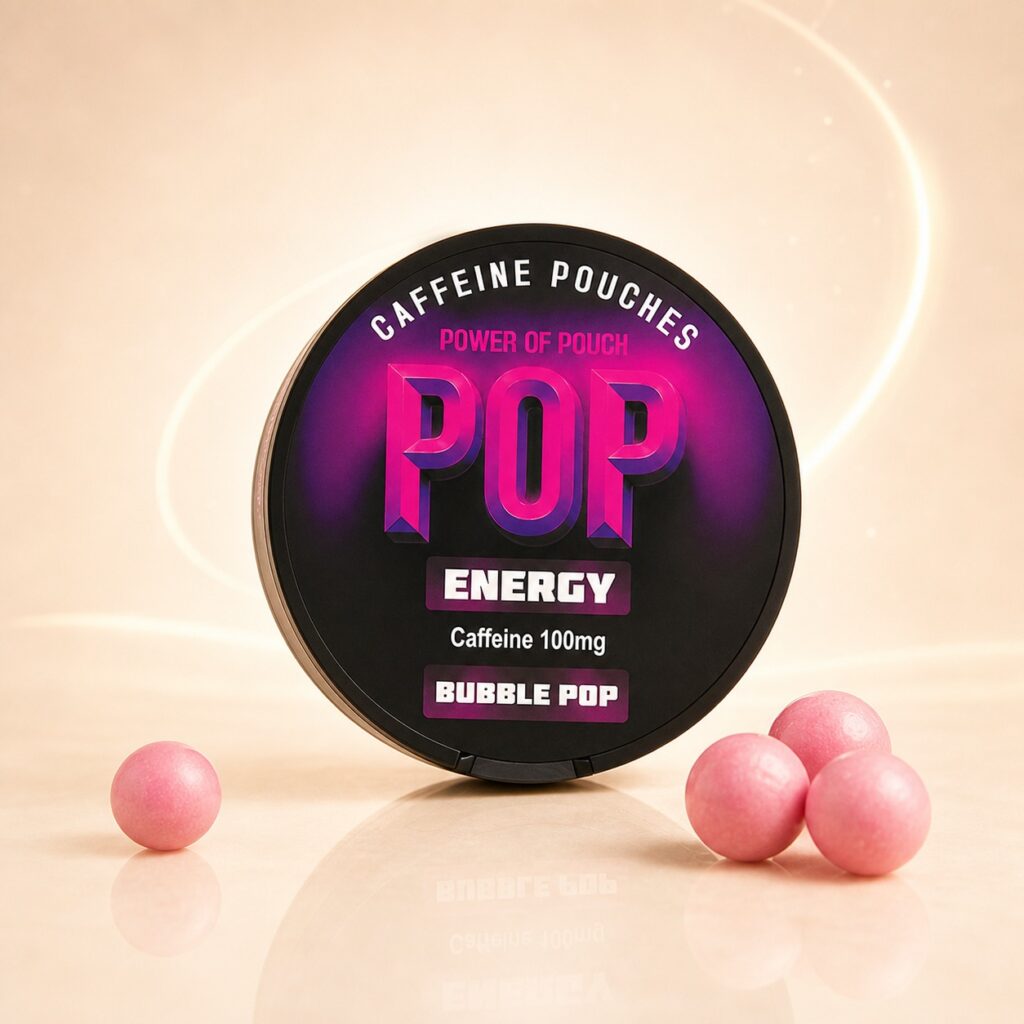POP Bubble Gum 100mg caffeine pouch tin