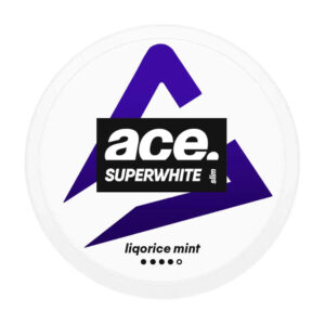 Ace Liquorice Mint 9.6mg Nicotine Pouches — 9.6mg nicotine per pouch, slim format, 20 pouches