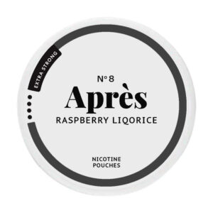 Apres Raspberry Liqorice 8.3mg Nicotine Pouches — 8.3mg nicotine per pouch, slim format, 20 pouches