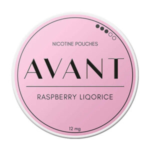 Avant Raspberry Liqorice 7.8mg Nicotine Pouches — 7.8mg nicotine per pouch, slim format, 20 pouches