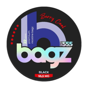 BAGZ Berry Cool 38.1mg Nicotine Pouches — 38.1mg nicotine per pouch, slim format, 22 pouches