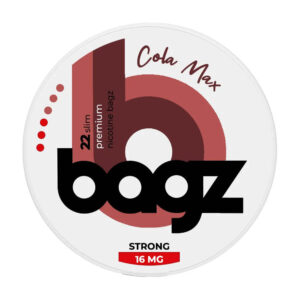 BAGZ Cola Max 11.3mg Nicotine Pouches — 11.3mg nicotine per pouch, slim format, 22 pouches