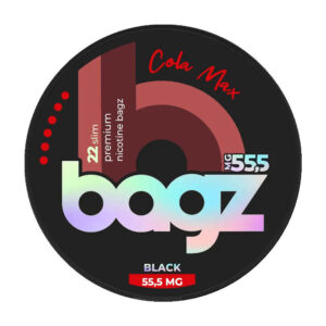 BAGZ Cola Max 39.4mg Nicotine Pouches — 39.4mg nicotine per pouch, slim format, 22 pouches