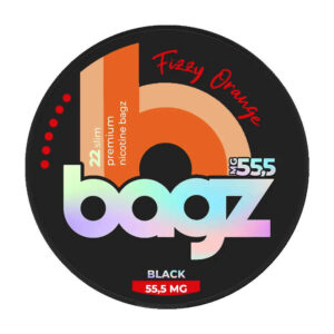 BAGZ Fizzy Orange 39.4mg Nicotine Pouches — 39.4mg nicotine per pouch, slim format, 22 pouches