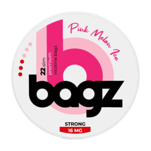 BAGZ Pink Melon Ice 11.3mg Nicotine Pouches — 11.3mg nicotine per pouch, slim format, 22 pouches