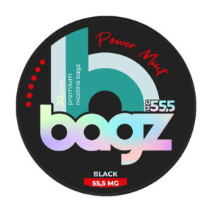 BAGZ Power Mint 35.6mg Nicotine Pouches — 35.6mg nicotine per pouch, slim format, 22 pouches